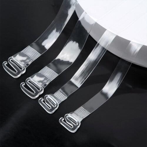 2Pairs=4Pcs Metal Buckle Bra Straps Belt Womens Elastic Transparent Silicone Adjustable Invisible Intimates Women Accessories
