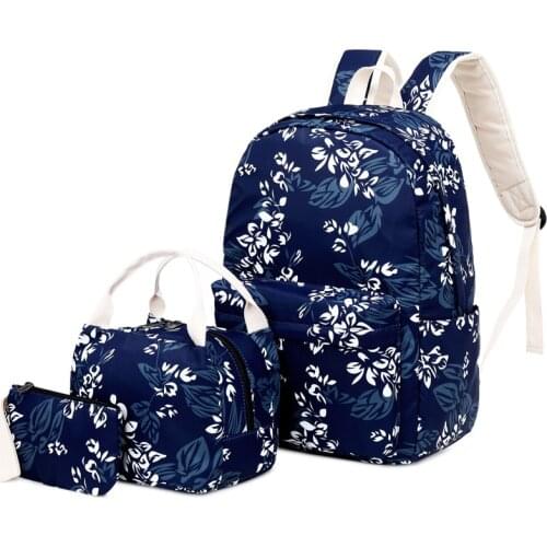 3pcs/set kids flower school backpack set chinese style female travel backpack floral school bags for girls pen pencil bag mochil