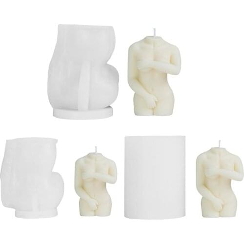 3D Art Womens Torso Candles Mold Diamond Design Nude Female Body Scented Candle Silicone Mould DIY Handmade Plaster Soap Mold