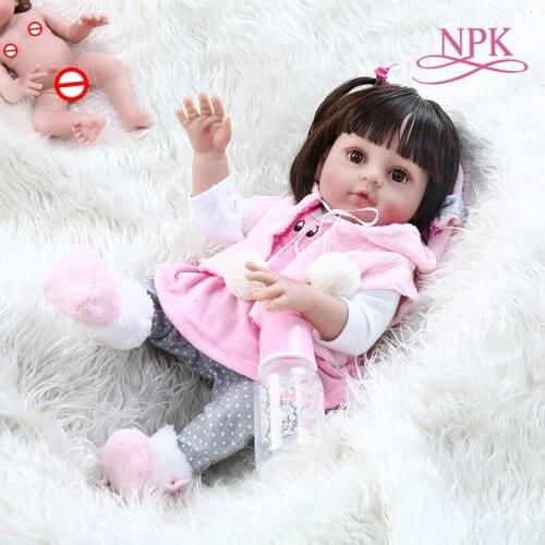 48CM popular very soft flexible full body silicone bebe doll reborn baby girl in pink rabbit dress sweet face cuddly baby