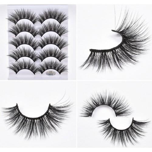 5Pairs 3D Handmade False Eyelashes Waterproof Fake Mink Lashes Natural Long Thick Makeup Extension