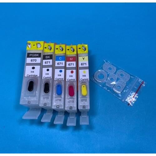 YOTAT 5pcs Refillable ink cartridge PGI-670 CLI-671 for Canon PIXMA MG5760 MG5765 MG5766 MG6860 MG6865 MG6866 MG7760 MG7765