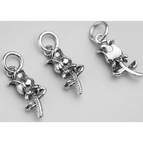 925 Sterling Silver Retro Manual Stereo Rose Pendant Thai Silver Women Handcraft Vintage Matte Charms DIY S925 Jewelry Findings