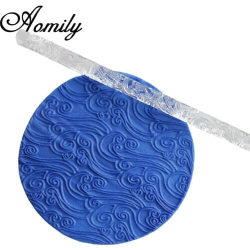 Amoliy Transparent Acrylic Plum Blossom Pattern Rolling Pin Polymer Clay Tool Embossing Cake Decorating Tools Chocolate Mold