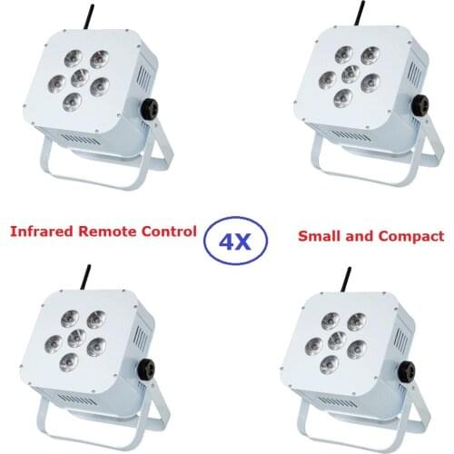 Free Shipping 4XLot Battery Powered 6X10W RGBW LED Display Wireless Remote IRC Led Par Light White Case Easy to Carry