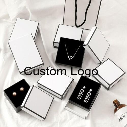 5Sets Custom Logo Paper Jewelry Boxes With Sponge Gift Storage Boxes Earring Necklace Bracelet Ring Boxes