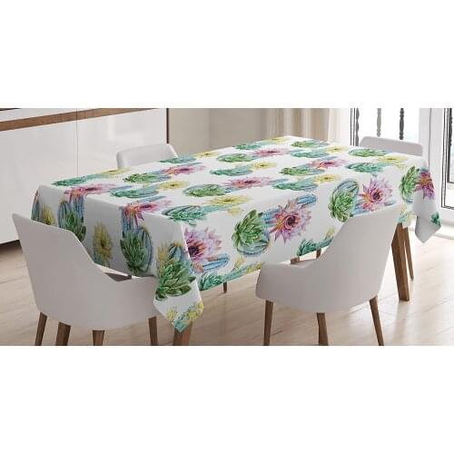 Design Cactus Hot Desert in South Mexican Land Vintage Plant Cactus Flowers with Spikes Dining Room Kitchen Custom Table Cover