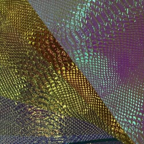 Pu bright snake skin emboissed leather materials