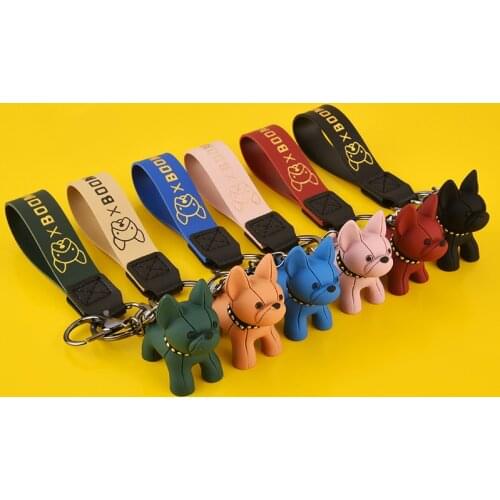 French Bulldog Keychain Punk Fashion Trinket Cute Dog Shape Keychains Mobile Phone Bag Car Pendant Key Ring Key Chain Jewelry