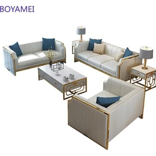 French light luxury leather art sofa post modern simple small family living room furniture