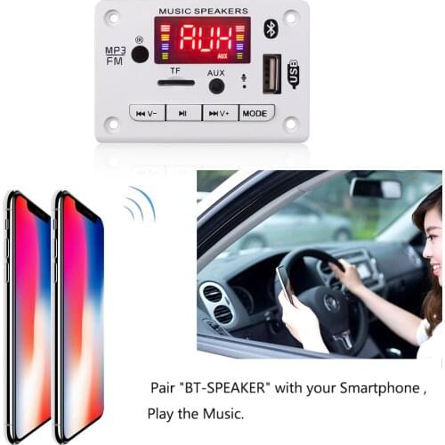 Kebidu Bluetooth MP3 Decoding Board Module V5.0 MP3 Player Speaker Wireless USB TF Card Slot / USB / FM / Remote for Car Kit