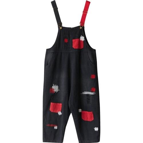 Loose Women Denim Jumpsuit Plus Size Monos Mujer Pants 2021 Spring Summer Hole Jeans Combinaison Femme Fashion Hip Hop Rompers