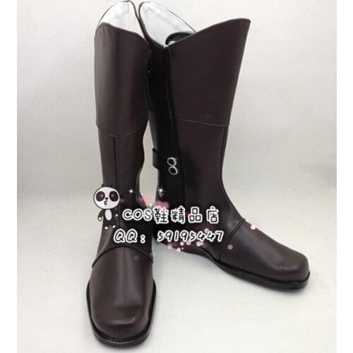 Hakuoki Okita Souji Brown Adult Long Cosplay Shoes Boots X002