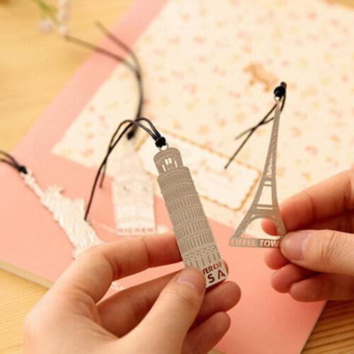 1PC Metal London Eiffel Tower Statue of Liberty Book Markers for Stationery Books Office Supplies