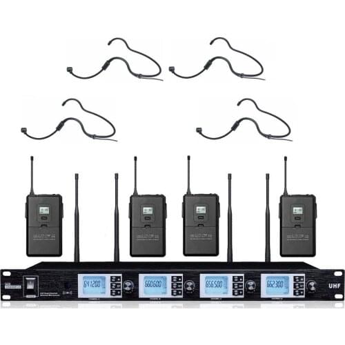 Bolymic Microfono Condensador UHF Four Channel Wireless Microphone Microfono Speech Headset Microphone Wireless System