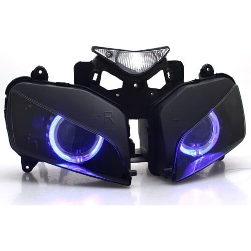 Motorcycle Headlight Assembly For Honda CBR1000RR CBR 1000 RR 04-07 Xenon HID Projector Conversion LED Blue Angel Eyes Headlamps