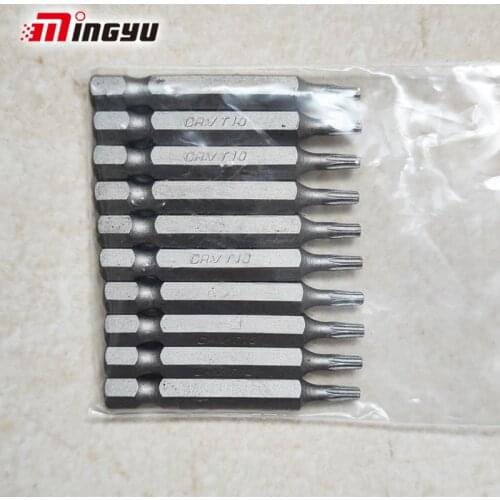 10Pcs 1/4" 50mm Torx T10 Screwdriver Bit Set Tools Repair Screwdrivers Kit Hex Shank Household Hand Tools