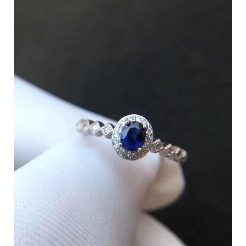 Natural real blue sapphire ring 925 sterling silver Fine handworked jewelry Finger rings