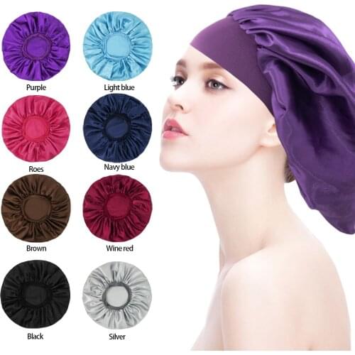 New Style Ladies Pure Color Wide Brimmed Night Cap Breathable And Waterproof Shower Cap Sleeping Hair Night Hat Womens Hat Caps
