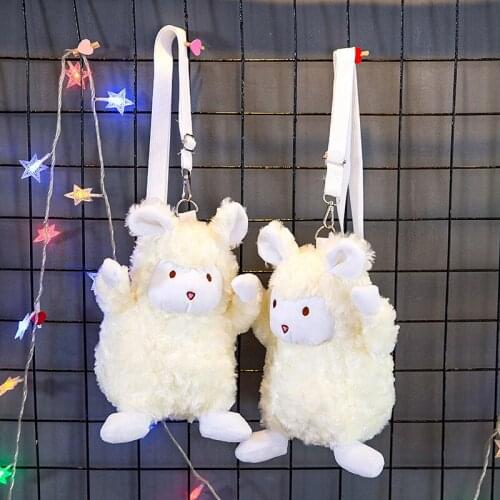 New fevarit lifelike lamb sheep Cute cartoon messenger bag childrens casual plush shoulder bag christmase birthday gift for kid