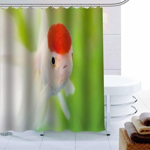 Simple European Fish Shower Curtain 12 Hook Polyester Fabric 3D Printing Bathroom Curtain Waterproof Bath Curtain Decor