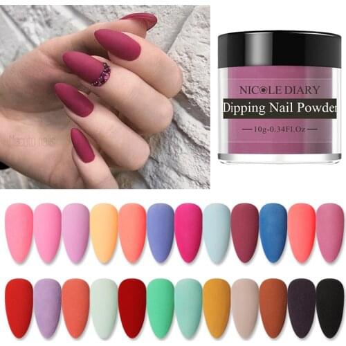 NICOLE DIARY 10g Matte Series Dipping Nail Powder Natural Dry Nail Powder Gradient Chrome Dust Pigment Nail Art Decorations