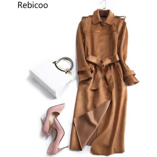 Rebicoo Women's Suede Trench Coats