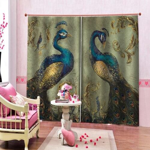 Luxury Blackout 3D Window Curtains For Living Room Bedroom blue animal curtains Thick shading soundproof windproof curtain