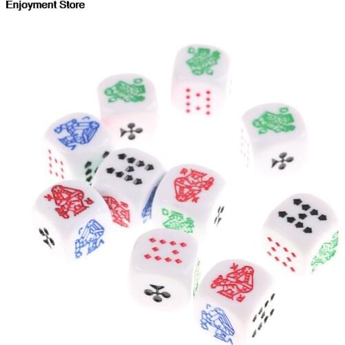 10 Pieces 12mm Six Sided Poker Dice for Casino Poker Card Game Favours