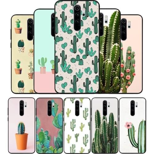 Cute Plant Cactus black Silicone Phone Case For Redmi note 9 8 7 Pro S 8T 7A Cover