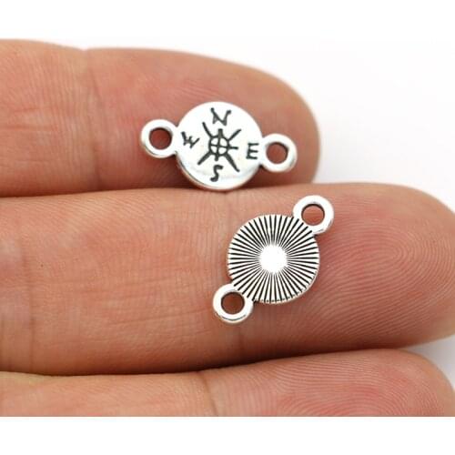 JAKONGO Antique Silver Plated Compass Connectors For Jewelry Making Bracelet Jewelry Findings DIY Accessories 10x16mm 10pcs/lot