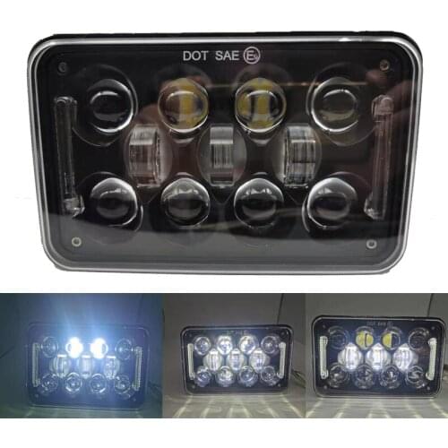 Dot Approved 60W 4x6 Inch LED Headlights Rectangular Replacement H4651 H4652 H4656 H4666 H6545 with DRL for Peterbil Kenworth