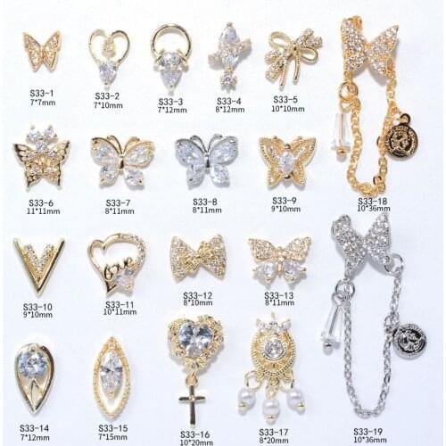 5pcs Charm Luxury Zircon 3D Nail Art Decorations Shiny Crystal Pendant Design Alloy Butterfly Jewelry Manicure Accessories