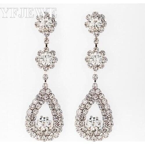 YFJEWE Cubic Zirconia Drop Earrings with Tiny CZ Luxury Bridal Wedding Earrings for Women Rhodium Plated Wholesale