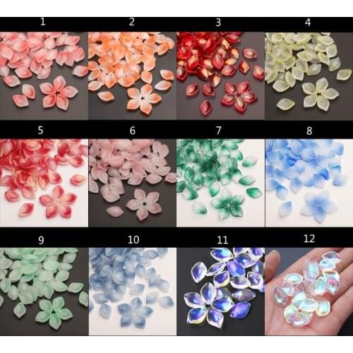 100Pcs Lily Petals Lampwork Crystal Multi Gradient Color Czech Glass Beads for Bracelet Hairpin Handmade DIY Accessories