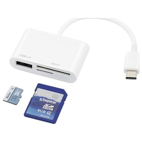 3 in 1 USB Card Reader Adapter Type C Cable SD / Micro SD TF Camera Connection Smart Memory Card for Macbook Pro Type-C Port