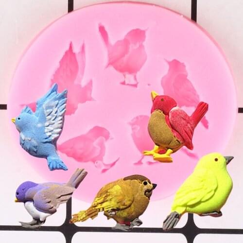3D Bird Silicone Mold Cupcake Topper Decorating Tools Fondant Candy Mould Chocolate Gumpaste Moulds DIY Polymer Clay Molds
