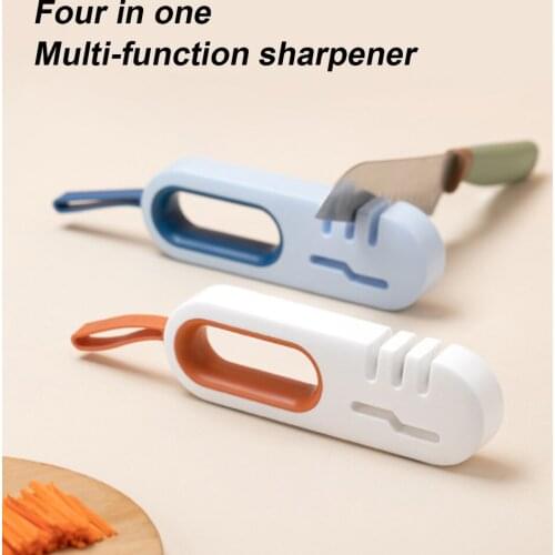 4-in-1 Knife Scissor Sharpener Multifunction Kitchen Accessories Manual Sharpening Tool With Anti Slip Base Kitchen Accessories