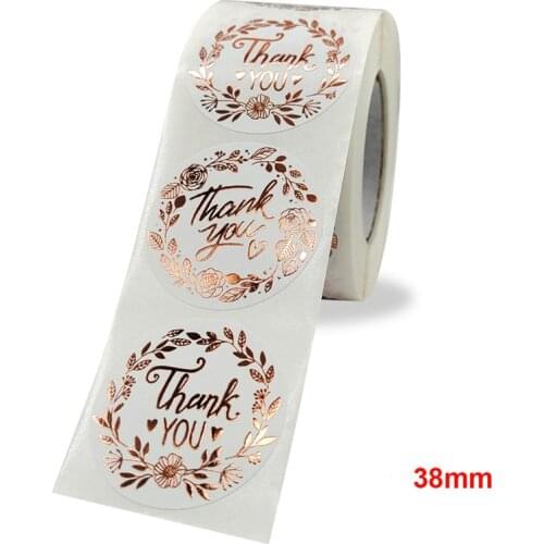 500Pcs Rose Gold Sealing Sticker Business Gift Wedding Decoration Sticker Bronzing Thank You Adhesive Sticker Round Labels 3.8cm