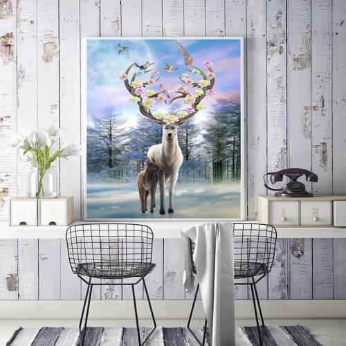 5D Diamond Painting Full Square/Round Diamond Embroidery Animal "Deer" Rhinestone Cross Stitch DIY Home Decoration Picture Gift
