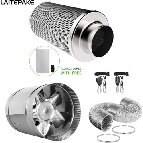 6 Inch Grow Tent Centrifugal Fans&Activated Carbon Air Filter Suit 110/220V for GrowTent Hydroponic GreenHouse LED HPS growbox