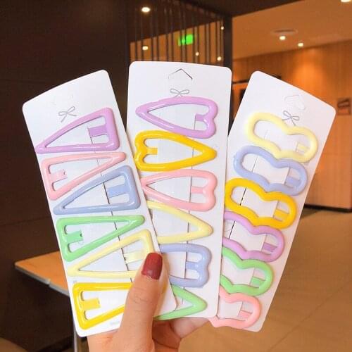 6Pcs/pack Simple Candy Color Geometric Hairpins Women Barrette Hairgrips Girls Hair Clips Headdress Barrettes Bobby Pin Hair
