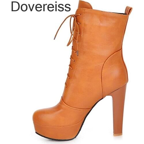 Fashion Womens Shoes Winter new Sexy Short boot Elegant Pure color yellow platform boots Concise Mature Stilettos heels 32-45