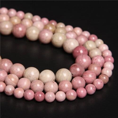 Natural Stone Rhodochrosite Beads Round Loose Spacer Beads For Jewelry Making 6/8/10mm DIY Bracelet Necklace Earrings 15" Strand