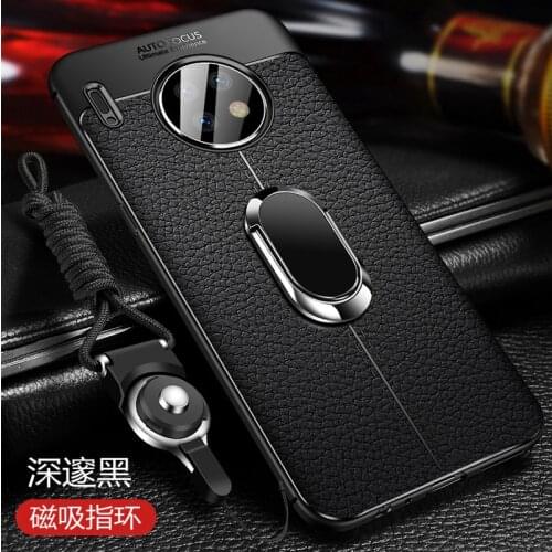 For Huawei Mate 30 Pro Case Luxury Leather texture With Stand Ring Magnet Silicone back cover case for huawei mate 30 mate30 pro