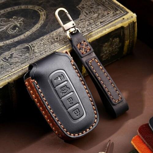 1Pcs Genuine Leather Key Case Cover For Hyundai Solaris HB20 Veloster SR IX35 Accent Elantra i30 For KIA RIO K2 K3 Sportage