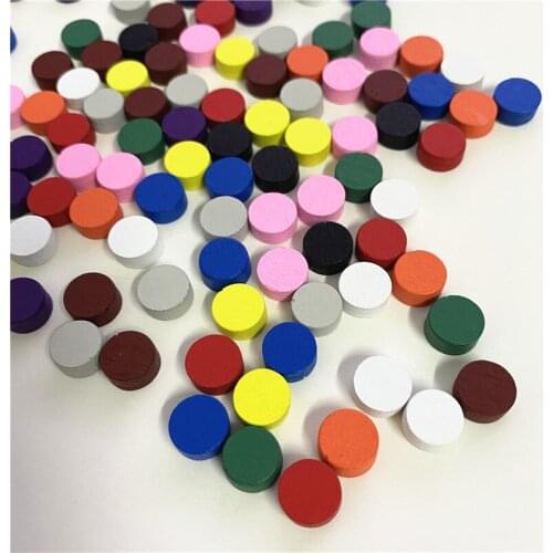 50Pcs Diameter 10*5MM Wooden Game Pieces Colorful Pawn/Chess For Board Game/Educational Games Accessories
