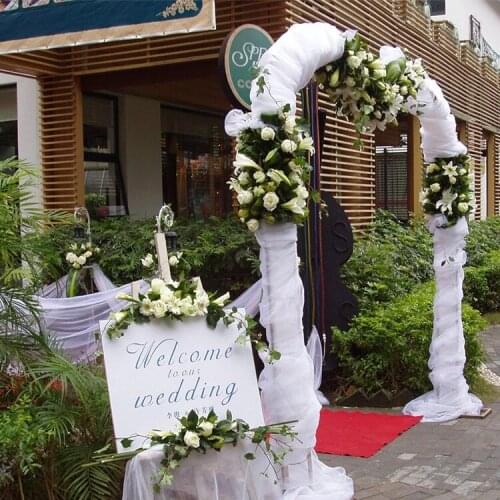 DIY White yarn Stand Arch Decoration wedding decoration 5M Party Drapes Backdrop background Curtain Stair railing decoration