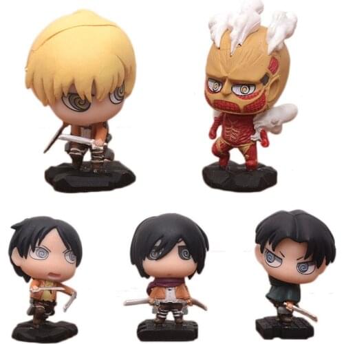 Attack on Titan Figures Levi Eren Mikasa Ackerman PVC Action Figure Model Toy Cartoon Mini Figurines Collectible Ornament Gift