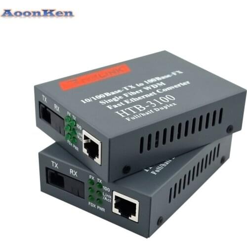HTB-3100 1 Pair Optical Fiber Media Converter Fiber Transceiver Single Fiber Converter 25km SC 10/100M Single mode Single Fiber